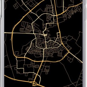 Geschikt voor iPhone hoesje – Almelo – Kaart – Goud – Zwart – Siliconen Telefoonhoesje Geschikt voor iPhone hoesje – Almelo – Kaart – Goud – Zwart – Siliconen Telefoonhoesje
