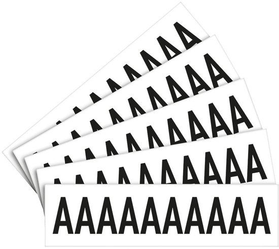 Letter stickers alfabet met laminaat - 5 x 10 stuks - zwart wit Letter P teksthoogte 30 mm