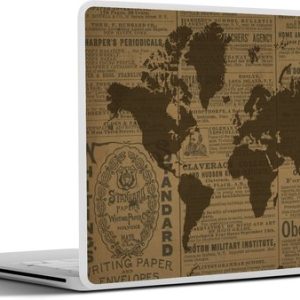 Laptop sticker – inch – Wereldkaart – Bruin – Krant Laptop sticker – inch – Wereldkaart – Bruin – Krant