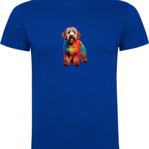 T-Shirt met “Kleurrijke Staande Labradoodle “ Print Full Color jaar