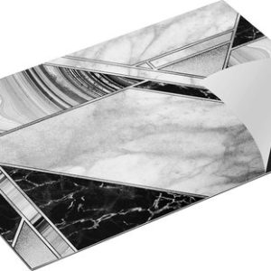 Chefcare Inductie Beschermer Abstracte Kunst – Goud Wit Zwart Marmer – Zwart Wit – 80,2×52,2 cm – Afdekplaat Inductie – Kookplaat Beschermer – Inductie Mat