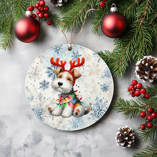 Kerstboom hanger Wire fox terrier – Met Naam – Unieke Kerstdecoratie