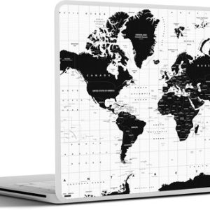 Laptop sticker – inch – Wereldkaart – Zwart – Wit – Atlas – Aarde – Educatief Laptop sticker – inch – Wereldkaart – Zwart – Wit – Atlas – Aarde – Educatief