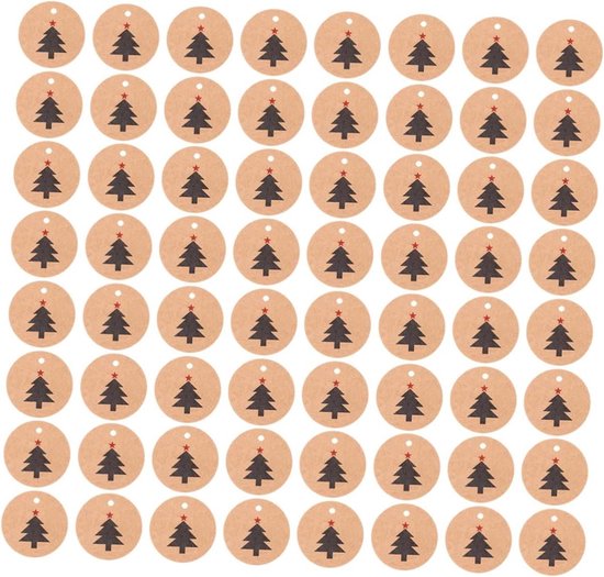 Kerst Cadeaulabels - Hangende Tags - Geschenken Versieren - Met Ophanggat - 200 Stuks - Diverse Kleuren