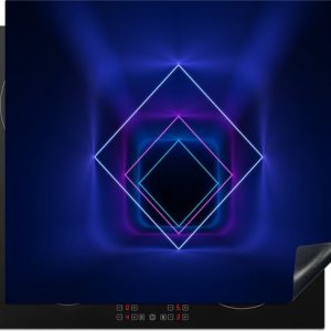 KitchenYeah® Inductie beschermer 58.3×51.3 cm – Neon vierkanten in tunnel – Kookplaataccessoires – Afdekplaat voor kookplaat – Inductiebeschermer – Inductiemat – Inductieplaat mat