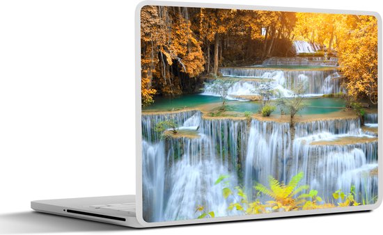 Laptop sticker - inch - Waterval - Herfst - Bomen - Bruin - Water