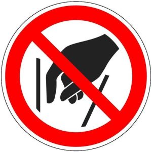 Ingrijpen verboden sticker – ISO 7010 – P015 200 mm