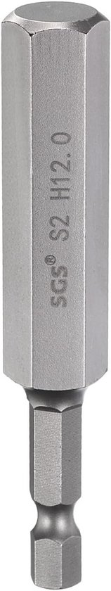 Inbusbitset 12 mm Metrisch 100 mm Lang met 1/4 Inch Zeskantige Schacht van S2 Staal