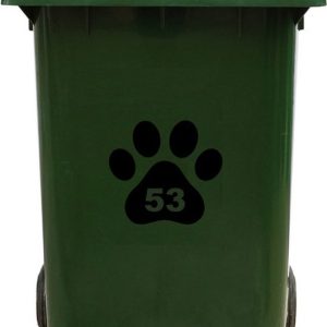 Kliko Sticker / Vuilnisbak Sticker – Hondenpoot – Nummer 53 – 18×16,5