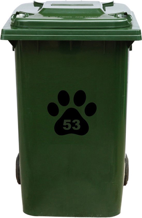 Kliko Sticker / Vuilnisbak Sticker - Hondenpoot - Nummer 53 - 18x16,5