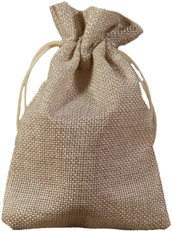 Jute Zakjes Gebleekt - 7x10 cm, 10x15 cm, 13x18 - 25 Stuks per Verpakking
