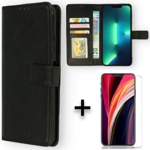 Apple iPhone Hoesje & Glazen Screenprotector – Portemonnee Book Case – Kaarthouder & Magneetlipje Apple iPhone Hoesje & Glazen Screenprotector – Portemonnee Book Case – Kaarthouder & Magneetlipje