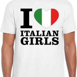 I love Italian girls t-shirt wit heren I love Italian girls t-shirt wit heren