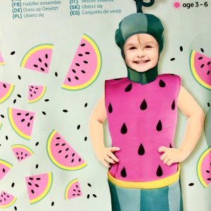 Kinderen meisjes verkleed set – Watermeloen Outfit Roze / Groen – Carnaval feest – 3 tot 6 jaar