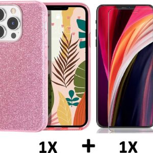 Samsung Galaxy Hoesje – Glitter Back Cover & Glazen Screenprotector Samsung Galaxy Hoesje – Glitter Back Cover & Glazen Screenprotector