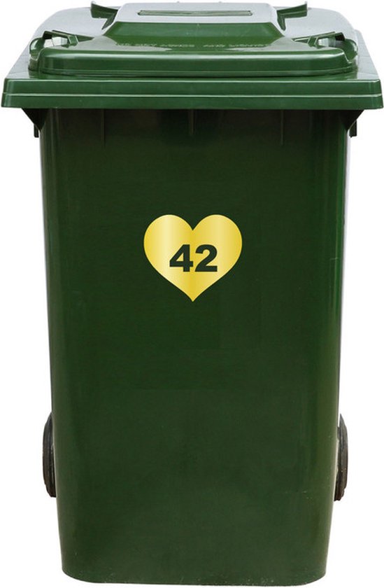 Kliko Sticker / Vuilnisbak Sticker - Hart - Nummer 42 - 18,5x16,5