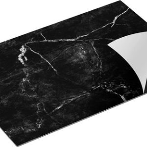 Chefcare Inductie Beschermer Abstracte Kunst – Donkere Marmer met Gouden Strepen – Zwart Wit – 81×52 cm – Afdekplaat Inductie – Kookplaat Beschermer – Inductie Mat