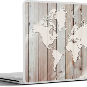 Laptop sticker – inch – Wereldkaart – Hout – Simpel Laptop sticker – inch – Wereldkaart – Hout – Simpel