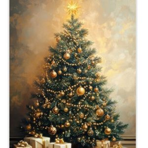 Posterhanger incl. Poster 60×90 cm – Schoolplaat – Kerstboom – Cadeaus – Goud – Textielposter – Zwarte latten Posterhanger incl. Poster 60×90 cm – Schoolplaat – Kerstboom – Cadeaus – Goud – Textielposter – Zwarte latten
