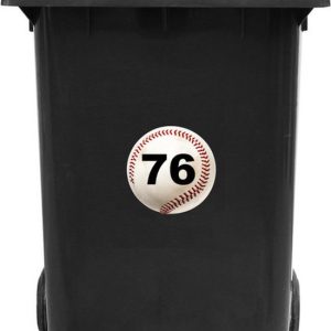 Kliko Sticker / Vuilnisbak Sticker – Honkbal – 16.5×16.5 cm – HUISNUMMER 76