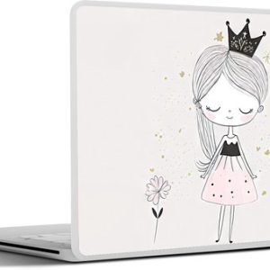 Laptop sticker – 15.6 inch – Prinses – Jurk – Kroon – Bloemen – Meisje – 36×27,5cm – Laptopstickers – Laptop skin – Cover