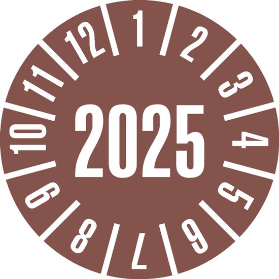 Keuringssticker met heel jaartal, boekje 20 mm – 180 per boekje 2025