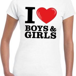 I love boys & girls t-shirt wit dames I love boys & girls t-shirt wit dames