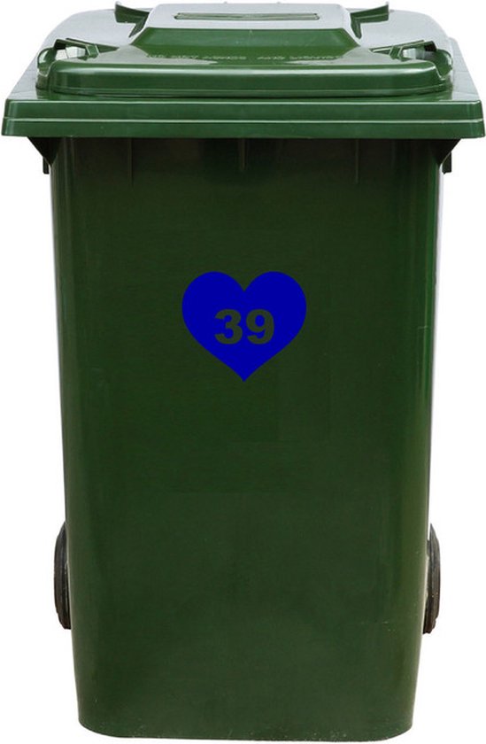 Kliko Sticker / Vuilnisbak Sticker - Hart - Nummer 39 - 18,5x16,5
