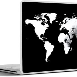 Laptop sticker – inch – Wereldkaart – Zwart – Wit – Leeuw Laptop sticker – inch – Wereldkaart – Zwart – Wit – Leeuw