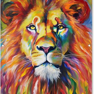 Tuinposter – Leeuw – Olieverf – Kunst – Dieren – Buiten – Tuindoek Tuinposter – Leeuw – Olieverf – Kunst – Dieren – Buiten – Tuindoek