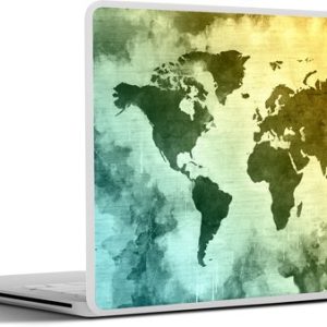 Laptop sticker – inch – Wereldkaart – Groen – Blauw Laptop sticker – inch – Wereldkaart – Groen – Blauw