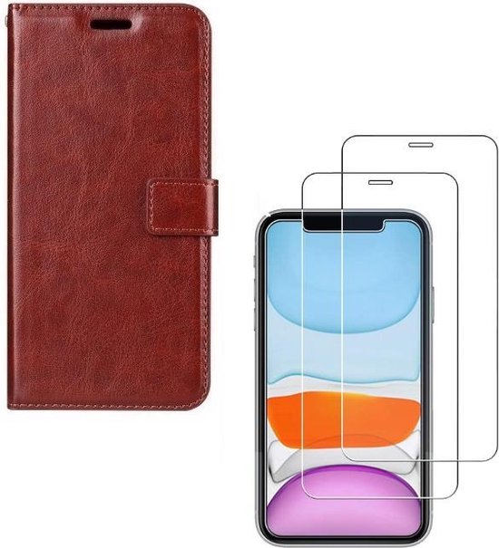 Geschikt iPhone - hoesje + 2X Tempered Glass Screenprotector