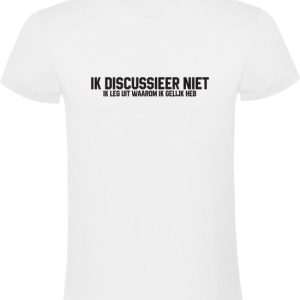 Cadeau voor Man – Heren T-shirt – Kantoor / Casual – Grappig – Ik Discussieer Niet – Collega of Vriend Cadeau voor Man – Heren T-shirt – Kantoor / Casual – Grappig – Ik Discussieer Niet – Collega of Vriend