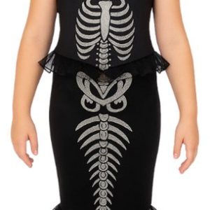 Joya Kids® | Halloween Mermaid jurk meisje | Verkleedjurk skelet zeemeermin | Zwart met tule & glitter | Meisjes kostuum carnaval verkleedkleding | Maat 140