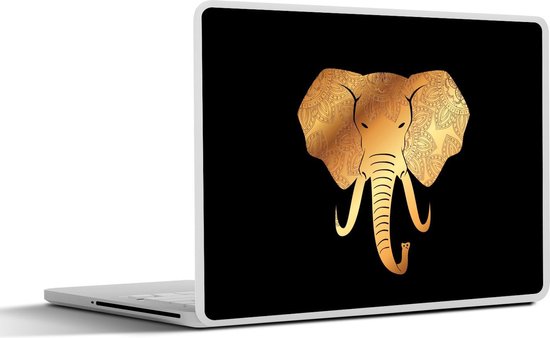 Laptop sticker - inch - Olifant - Kop - Goud - Patroon