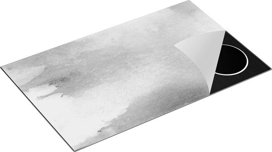 Chefcare Inductie Beschermer Abstracte Kunst - Beige - Zwart Wit - 85x55 cm - Afdekplaat Inductie - Kookplaat Beschermer - Inductie Mat