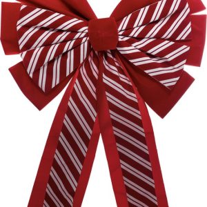 Fééric Lights and Christmas Kerststrikjes – Set van 2 – Gestreept rood met wit – 40x60cm – Voor de kerstboom
