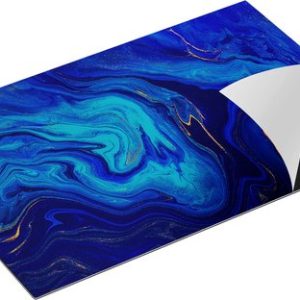 Chefcare Inductie Beschermer Abstracte Kunst – Blauw met Gouden Verf – 78×52 cm – Afdekplaat Inductie – Kookplaat Beschermer – Inductie Mat
