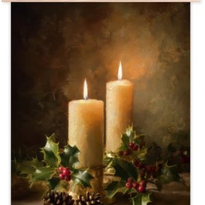 Posterhanger incl. Poster 40×53 cm – Schoolplaat – Kaarslicht – Kerst – Veelkleurig – Textielposter – Blanke latten Posterhanger incl. Poster 40×53 cm – Schoolplaat – Kaarslicht – Kerst – Veelkleurig – Textielposter – Blanke latten