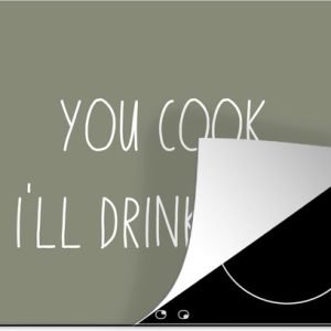 KitchenYeah® Inductie beschermer 75×52 cm – Quotes – Spreuken – You cook. I’ll drink wine. – Wijn – Drank – Kookplaataccessoires – Afdekplaat voor kookplaat – Inductiebeschermer – Inductiemat – Inductieplaat mat