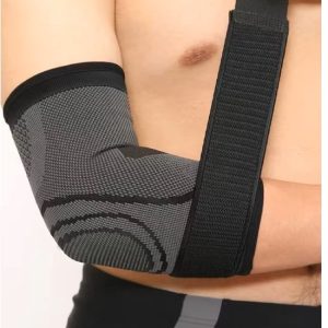 – Elleboogbrace – Zwart met Strap