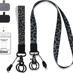 2 Stuks Nek en Pols Lanyard Sleutelhanger Keycord met Badgehouder – Universeel Telefoonkoord/Telefoonketting – Pashouder/Kaarthouder met Keykoord – Houder voor Kaart/Sleutels – Telefoon/GSM Koord – Sleutelkoord -Transparant ID Pashouder Ketting