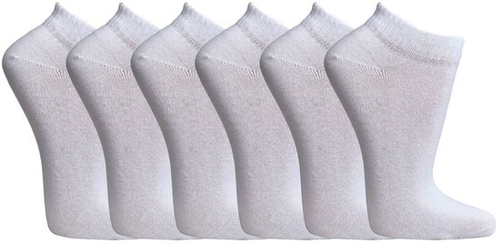 Katoenen sneakersokken | LYCRA ® | Merk: Socks4Fun | Maat: 35 t/m 50 | Kleur: Wit | 6 paar Katoenen sneakersokken | LYCRA ® | Merk: Socks4Fun | Maat: 35 t/m 50 | Kleur: Wit | 6 paar
