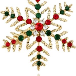 Kerstbroche Kristallen Sneeuwvlok Kerstboom Bel Vintage Sieraad voor Sjaal & Jasje
