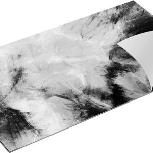 Chefcare Inductie Beschermer Abstracte Kunst – Artistieke Spattende Marmer – Zwart Wit – 91,6×52,7 cm – Afdekplaat Inductie – Kookplaat Beschermer – Inductie Mat