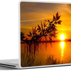 Laptop sticker – inch – Zonsondergang – Water – Planten – Oranje Laptop sticker – inch – Zonsondergang – Water – Planten – Oranje