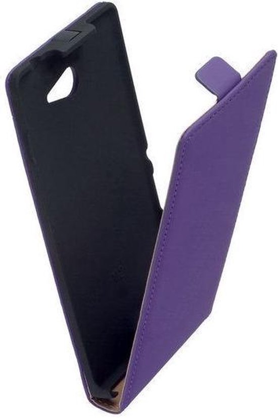 Lederen Paars Flip case case Telefoonhoesje Sony Xperia M2