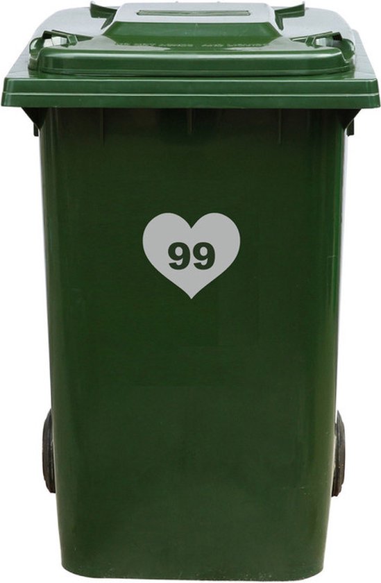 Kliko Sticker / Vuilnisbak Sticker - Hart - Nummer 99 - 18,5x16,5