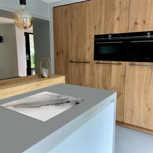 Chefcare Inductie Beschermer Abstracte Kunst – Bruin Goud Marmer – Zwart Wit – 65×52 cm – Afdekplaat Inductie – Kookplaat Beschermer – Inductie Mat