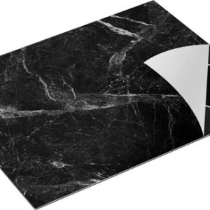 Chefcare Inductie Beschermer Abstracte Kunst – Goud Marmer – Zwart Wit – 77×59 cm – Afdekplaat Inductie – Kookplaat Beschermer – Inductie Mat